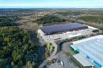 Drönarbild av logistikbyggnad på Hisingen