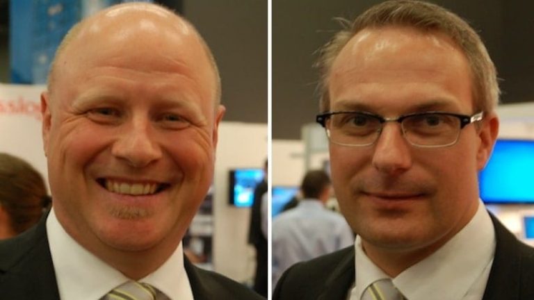 Folke Rieckmann (th) är ny vd på Jungheinrich, Ulf Berg är ny försäljningschef på företaget.