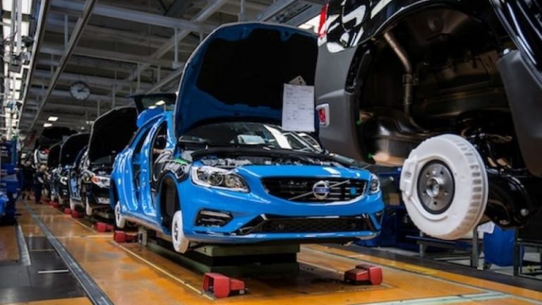 Under 2018 kommer de första bilarna rulla av bandet från den nya Volvofabriken i North Carolina. (Bilden är från fabriken i Gent)