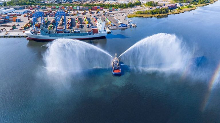 Den nya hamndelen i Norrköping, som ligger i Pampushamnen, invigdes den 7 september.