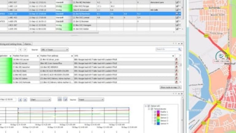 TX Connect är Transics plattform för transportledning. Bilden visar en detalj från trafikledningens skärm.