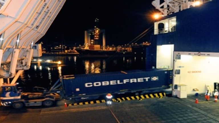 Snart slut: CLDN-anlöp i Älvsborgshamnen. (Cobelfret är CLdN:s namn för färjetrafiken mellan Belgien och Storbritannien.)