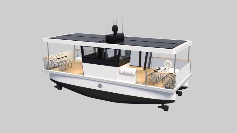 Illustration över den autonoma färjan som ska gå i trafik i Stockholm.