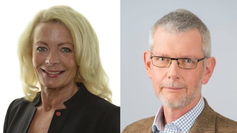 – Vi nöjer oss inte med det långsamma införandet av 74 ton säger Anders Åkesson. Storm i ett vattenglas säger socialdemokraternas Pia Nilsson, båda i trafikutskottet. – Vi nöjer oss inte med det långsamma införandet av 74 ton säger Anders Åkesson. Storm i ett vattenglas säger socialdemokraternas Pia Nilsson, båda i trafikutskottet.