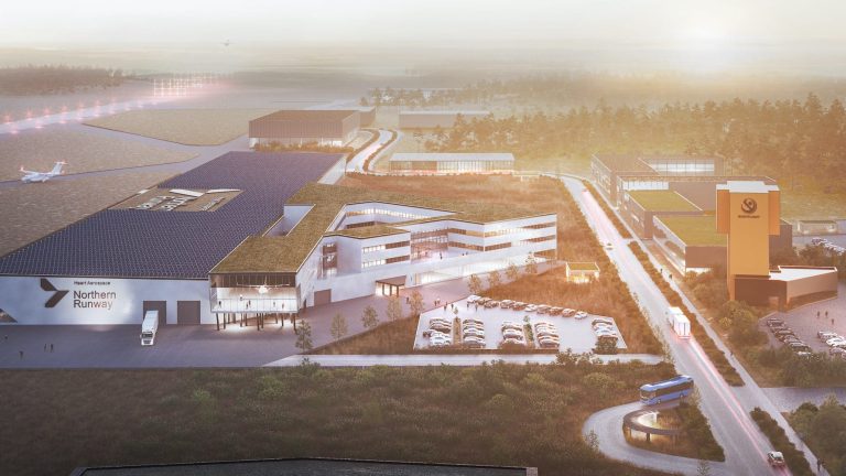 Visionsbild över elflyganläggning i Säve