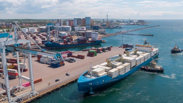 Flygbild över Helsingborgs hamn