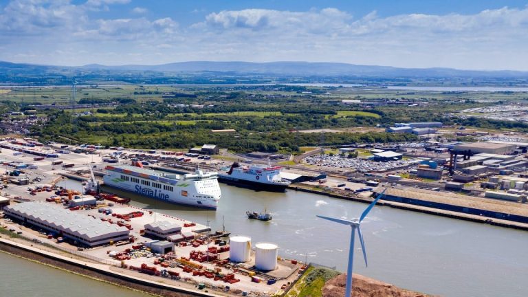Stena-fartyg i Heysham på den engelska västkusten.